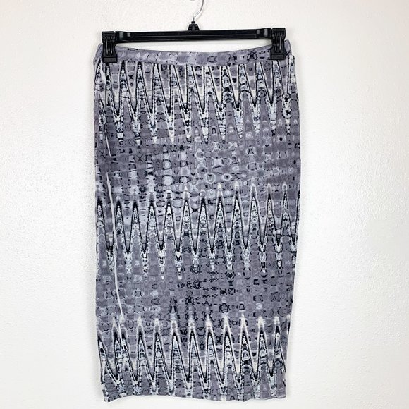Matty M Dresses & Skirts - Matty M Gray Aztec Zigzag Tie Dye Pencil Skirt
